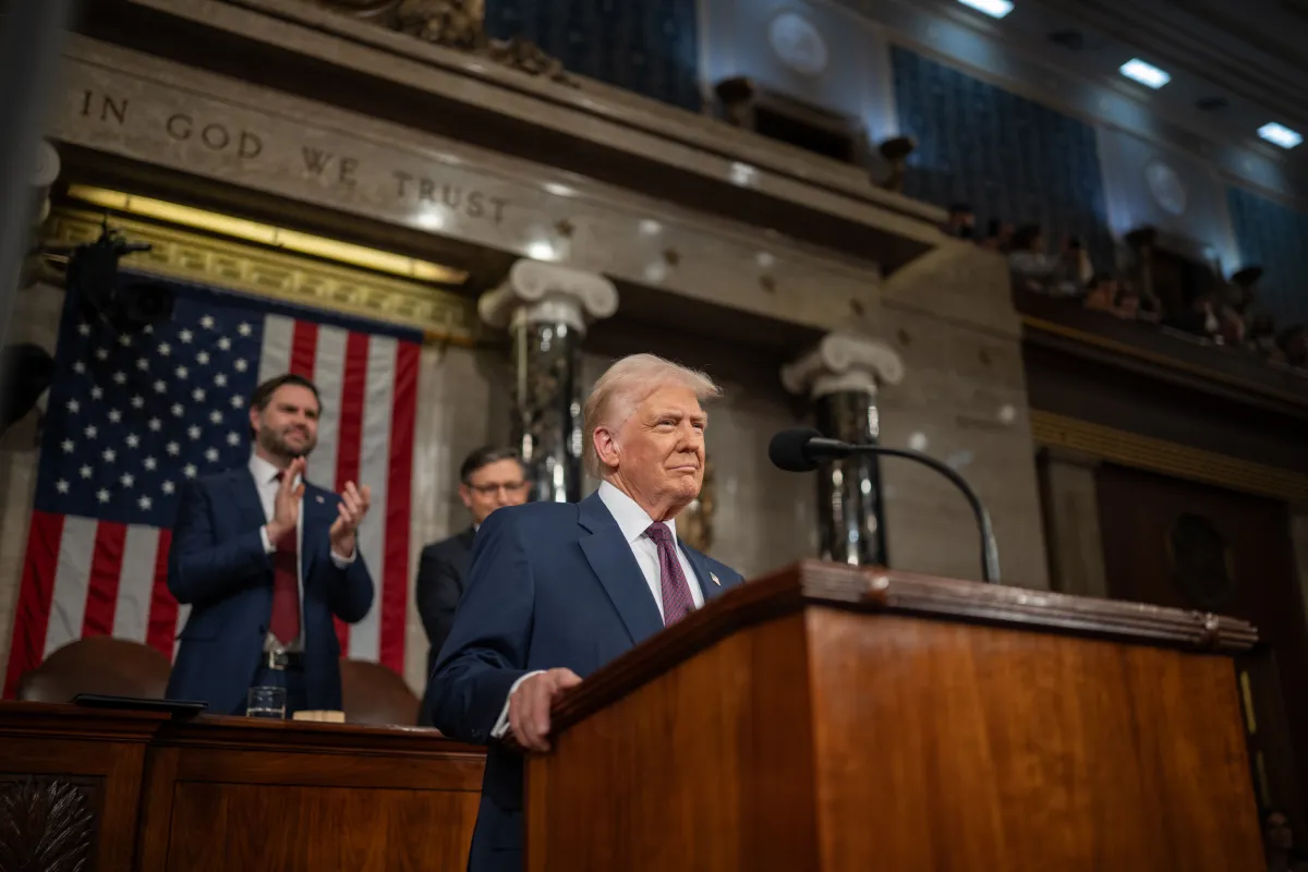 President Donald Trump addressing a joint session of Congress